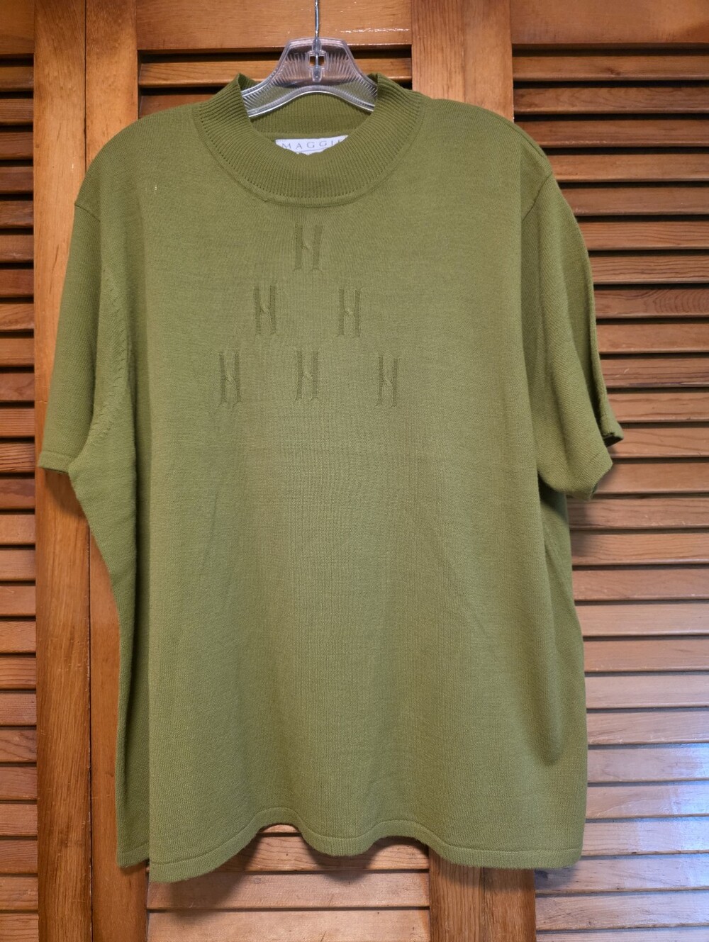 VTG 90s Maggie McNaughton Aurora Olive Green Mock Neck Knit Sweater 2X NWT